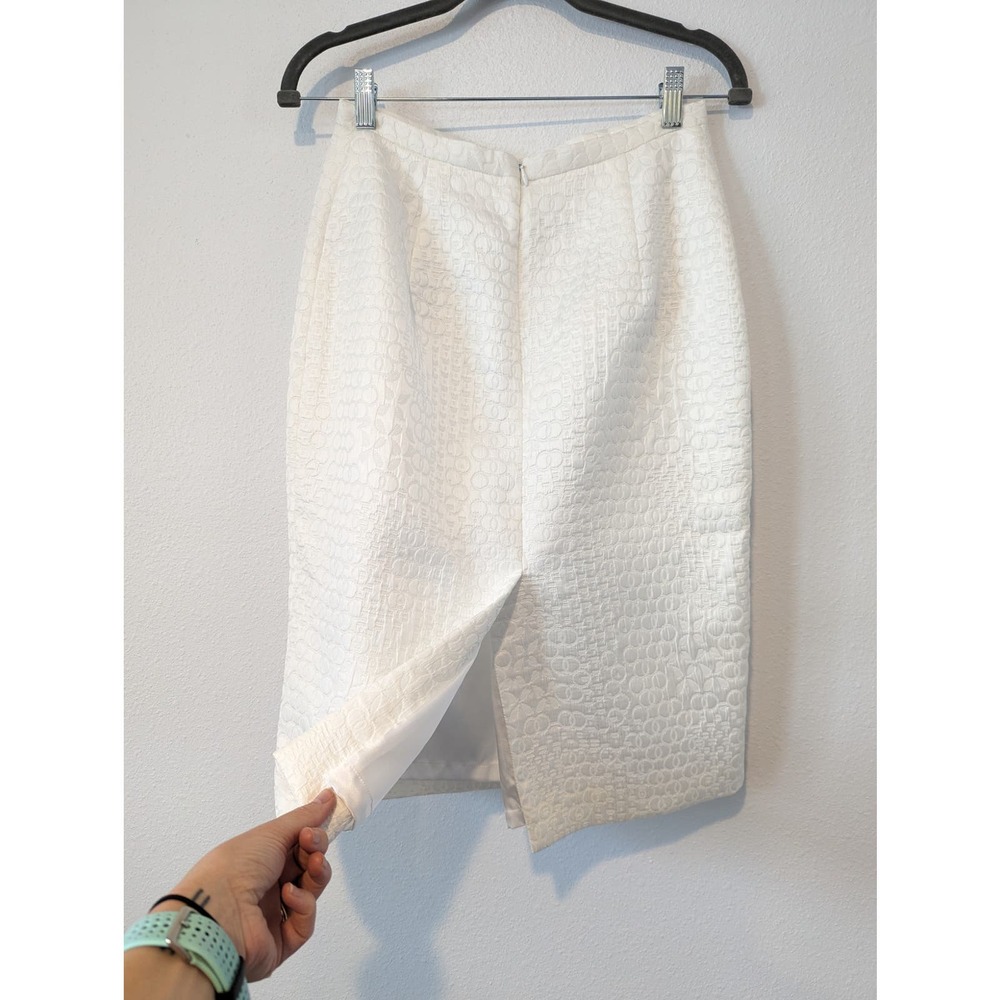 Ross Mayer Embossed White Pencil Skirt - Picture 3 of 8